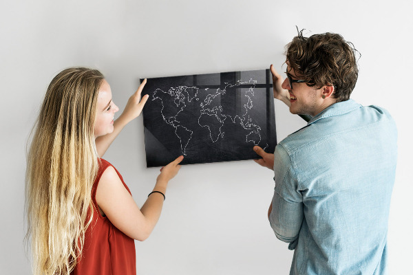 Tableau magnétique Contour de la carte du monde
