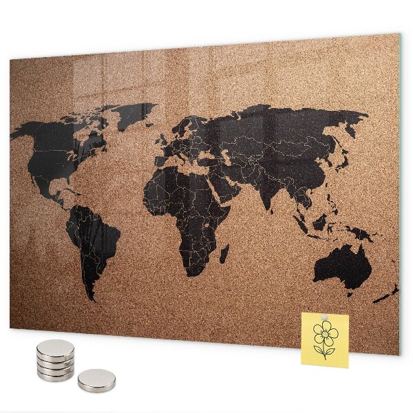 Tableau magnétique mural Carte du monde