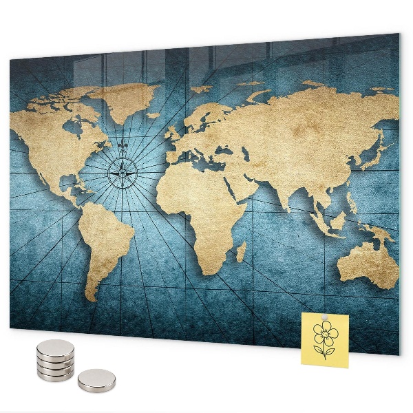 Tableau magnétique mural Carte du monde en 3D