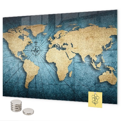 Tableau magnétique mural Carte du monde en 3D