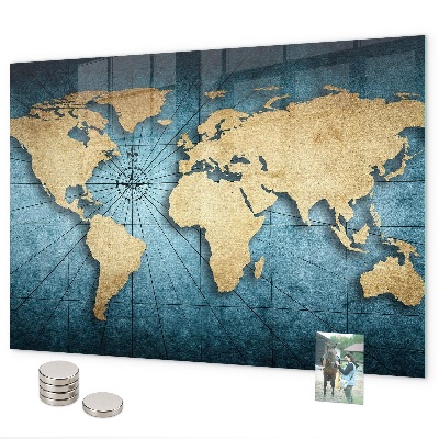 Tableau magnétique mural Carte du monde en 3D