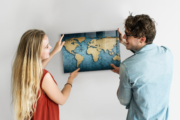 Tableau magnétique mural Carte du monde en 3D