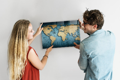 Tableau magnétique mural Carte du monde en 3D