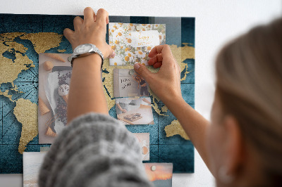 Tableau magnétique mural Carte du monde en 3D