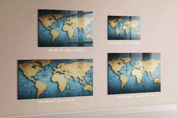 Tableau magnétique mural Carte du monde en 3D