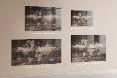 Tableau magnétique Carte du monde sur bois