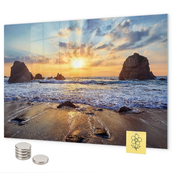Tableau magnétique mural Coucher de soleil sur la plage