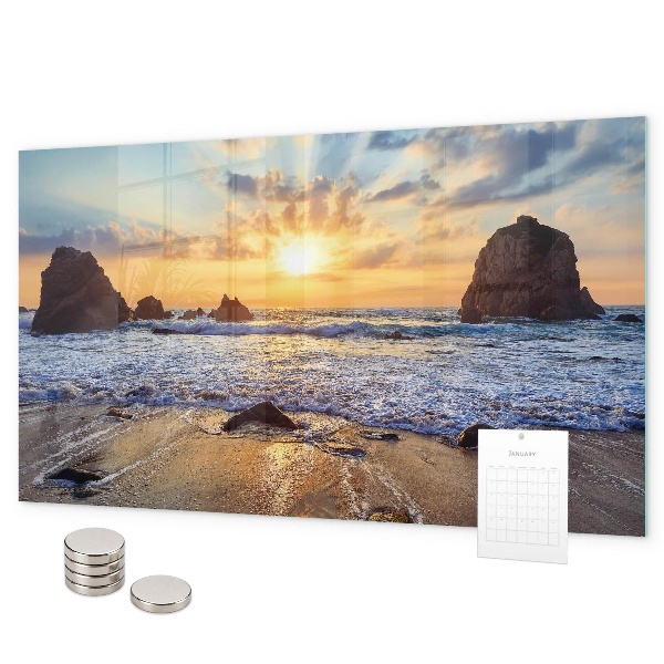 Tableau magnétique mural Coucher de soleil sur la plage