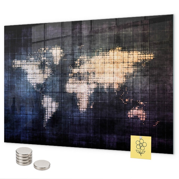 Tableau magnétique carte du monde abstraite