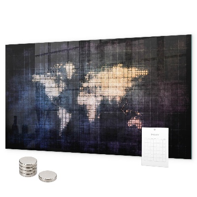 Tableau magnétique carte du monde abstraite