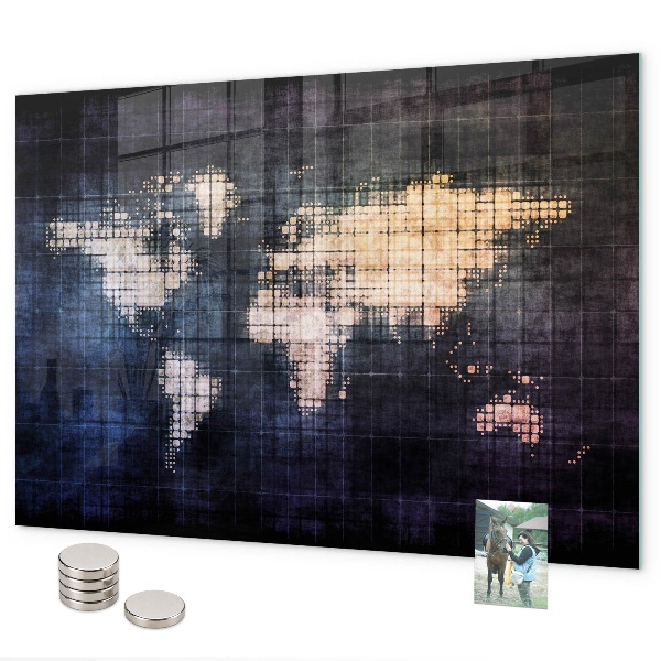 Tableau magnétique carte du monde abstraite