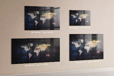 Tableau magnétique carte du monde abstraite