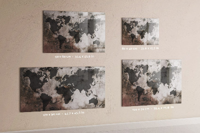 Tableau magnétique mural Carte du monde concrète