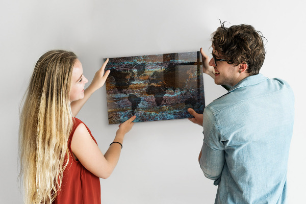 Tableau magnétique Carte du monde de Rust