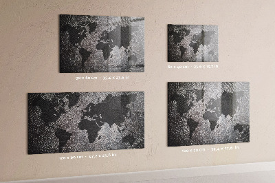 Tableau magnétique mural Carte du monde concrète