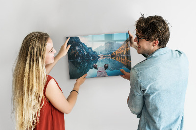 Tableau magnétique Des bateaux sur le lac
