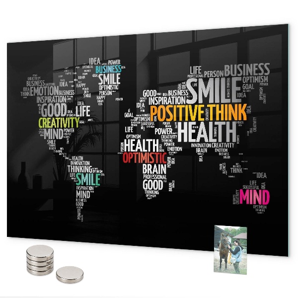 Tableau magnétique mural Carte du monde positive