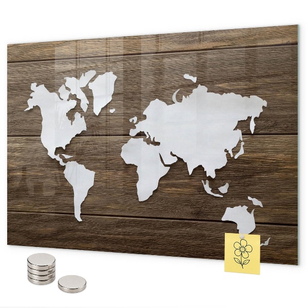 Tableau magnétique Carte du monde sur plateaux