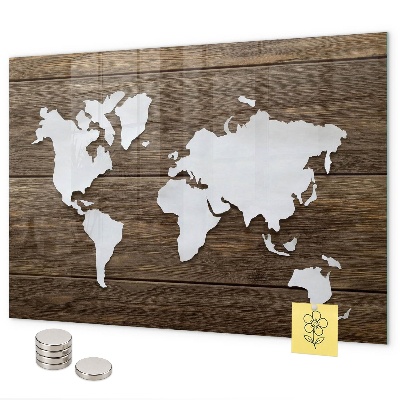 Tableau magnétique Carte du monde sur plateaux