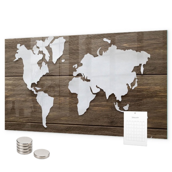 Tableau magnétique Carte du monde sur plateaux