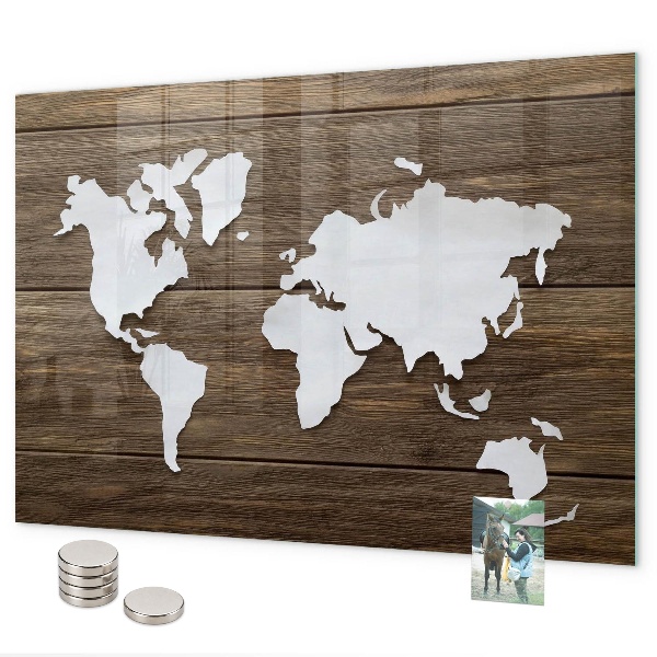 Tableau magnétique Carte du monde sur plateaux