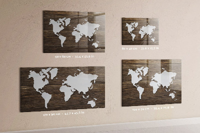 Tableau magnétique Carte du monde sur plateaux