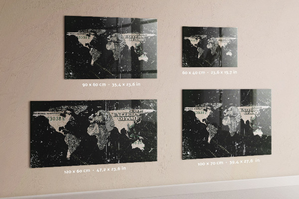Tableau magnétique mural Carte du monde du dollar