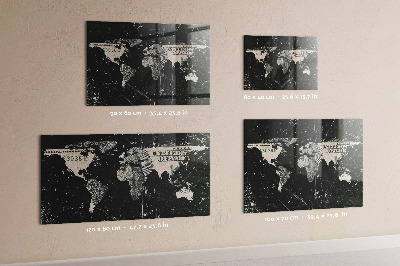Tableau magnétique mural Carte du monde du dollar
