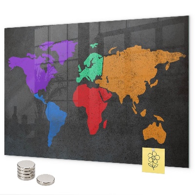 Tableau magnétique mural Carte du monde