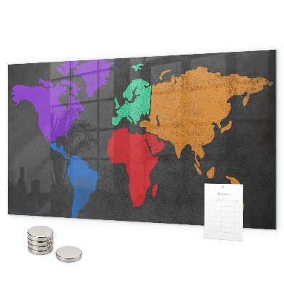 Tableau magnétique mural Carte du monde