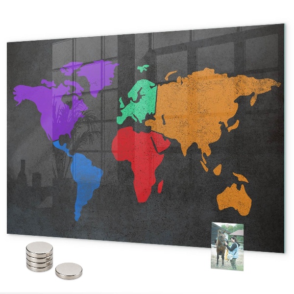 Tableau magnétique mural Carte du monde