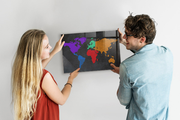 Tableau magnétique mural Carte du monde