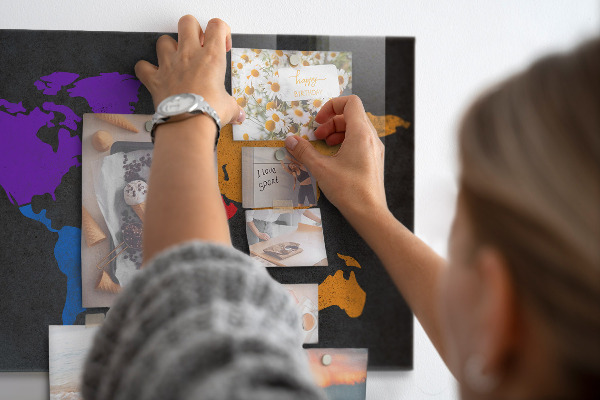 Tableau magnétique mural Carte du monde