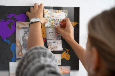 Tableau magnétique mural Carte du monde
