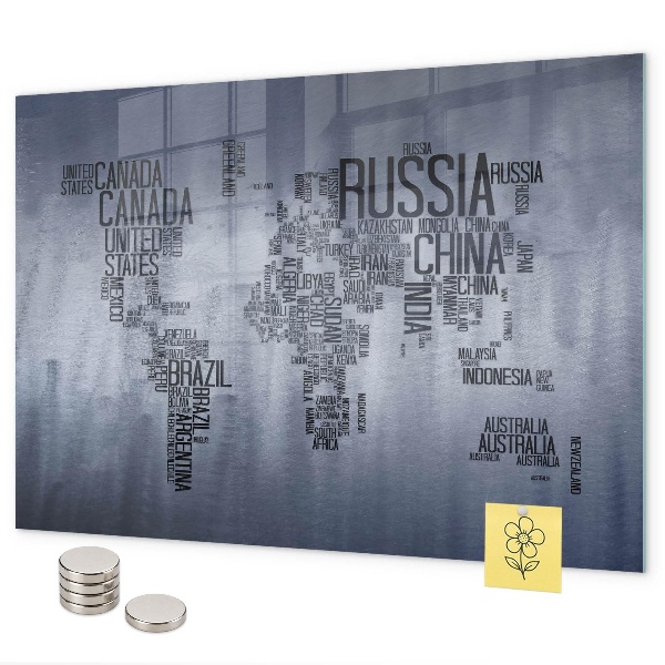 Tableau magnétique Carte du monde avec légendes