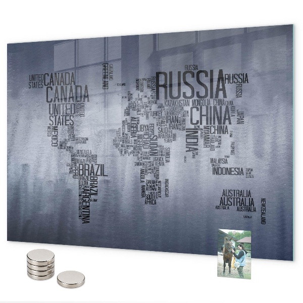 Tableau magnétique Carte du monde avec légendes