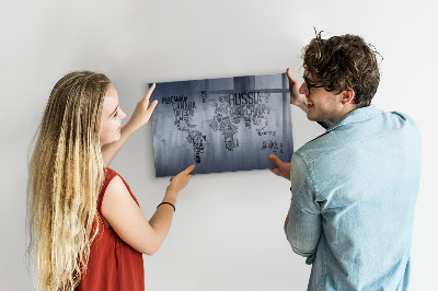Tableau magnétique Carte du monde avec légendes