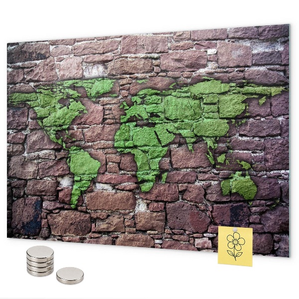 Tableau magnétique Carte du monde en briques