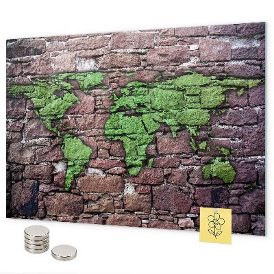 Tableau magnétique Carte du monde en briques