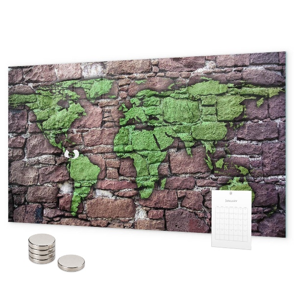Tableau magnétique Carte du monde en briques
