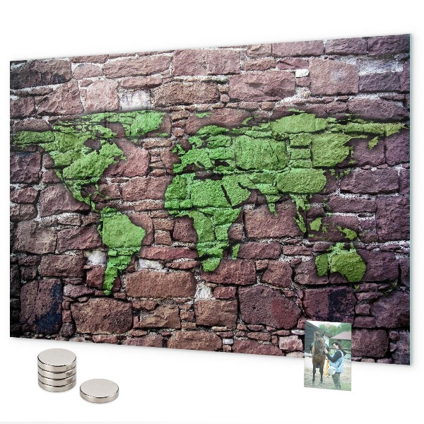 Tableau magnétique Carte du monde en briques