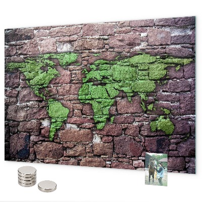 Tableau magnétique Carte du monde en briques