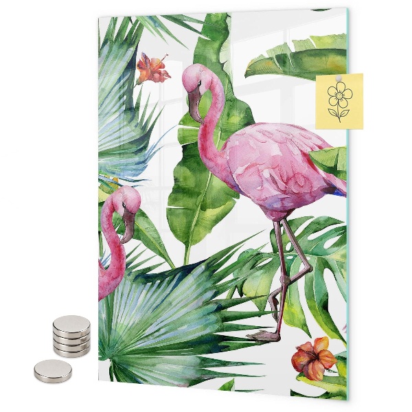 Tableau aimanté Feuilles de flamant rose tropicales