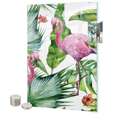 Tableau aimanté Feuilles de flamant rose tropicales