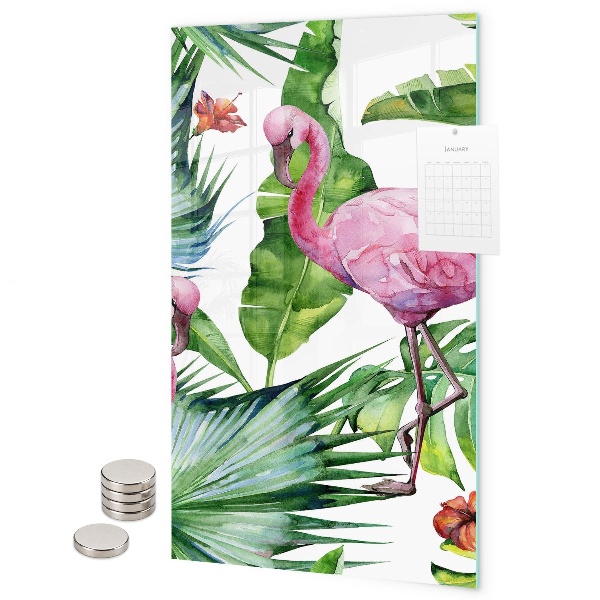 Tableau aimanté Feuilles de flamant rose tropicales