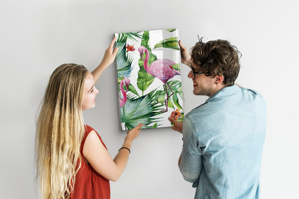 Tableau aimanté Feuilles de flamant rose tropicales