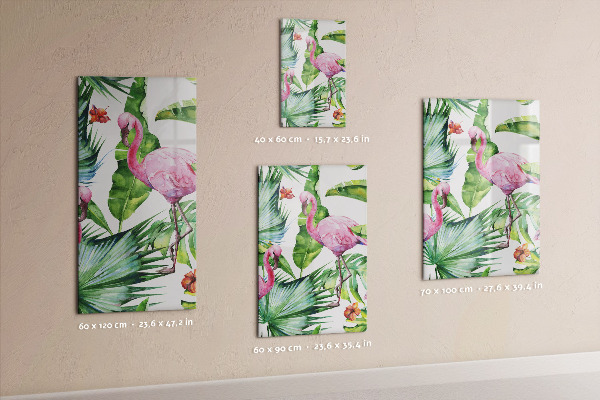 Tableau aimanté Feuilles de flamant rose tropicales
