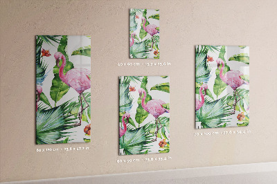 Tableau aimanté Feuilles de flamant rose tropicales