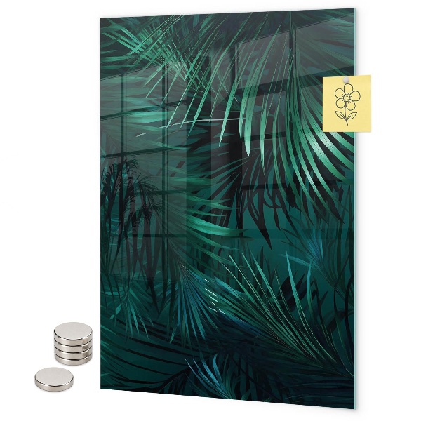 Tableau magnétique décoratif feuilles tropicales sombres