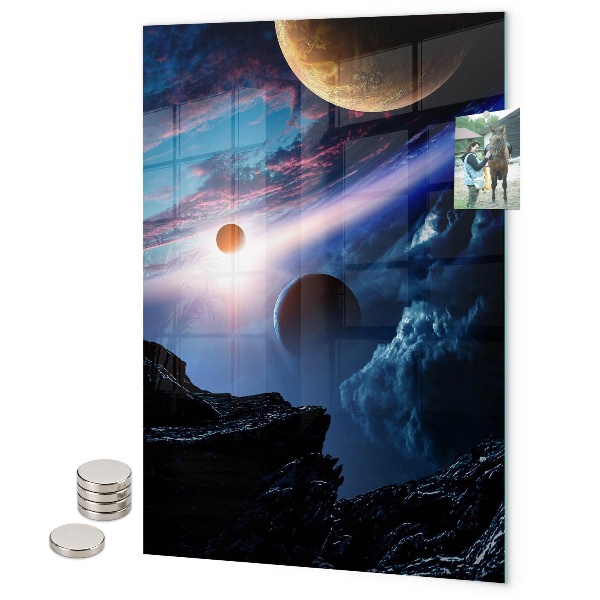 Tableau magnétique décoratif feuilles exotiques bleues